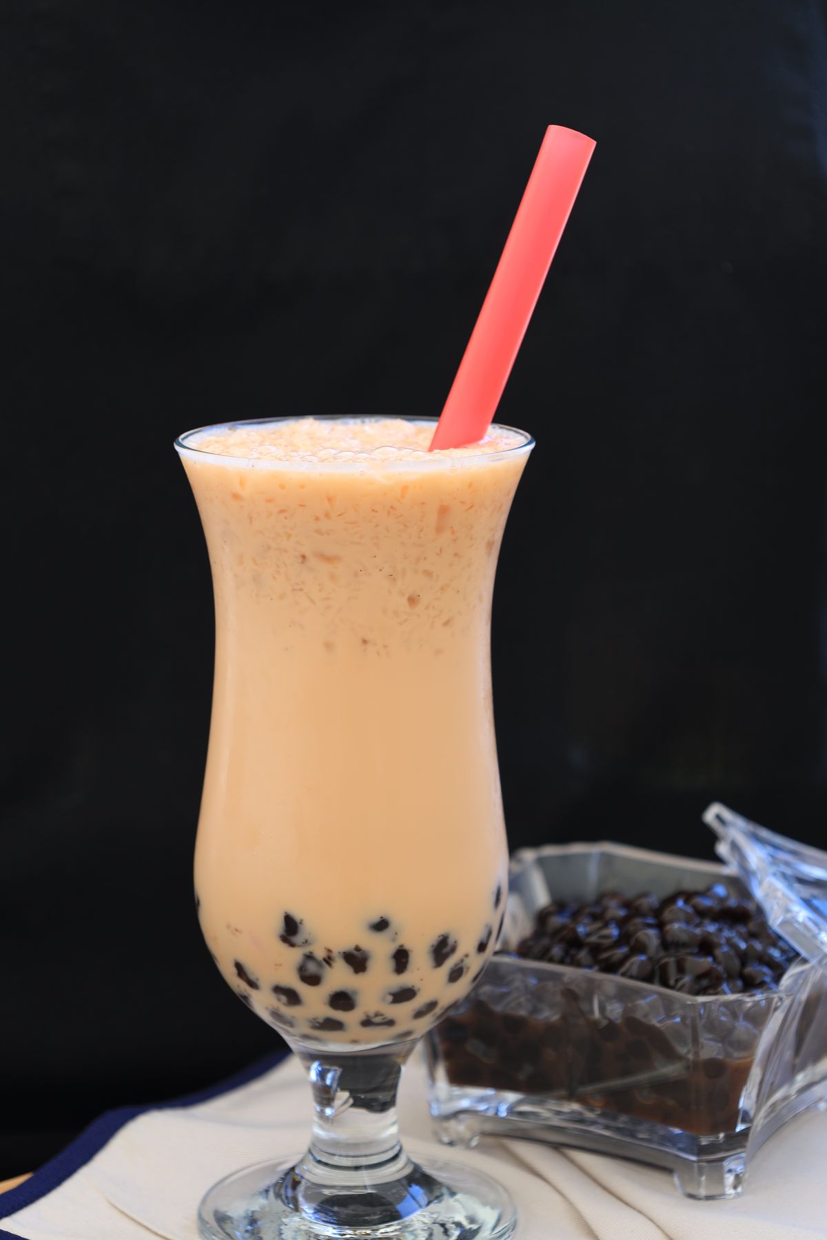 Boba pearls and tea ingredients