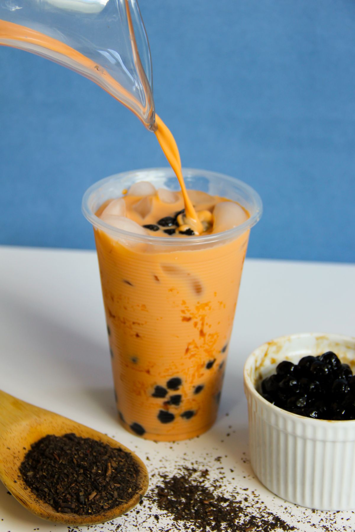 Boba pearls and tea ingredients