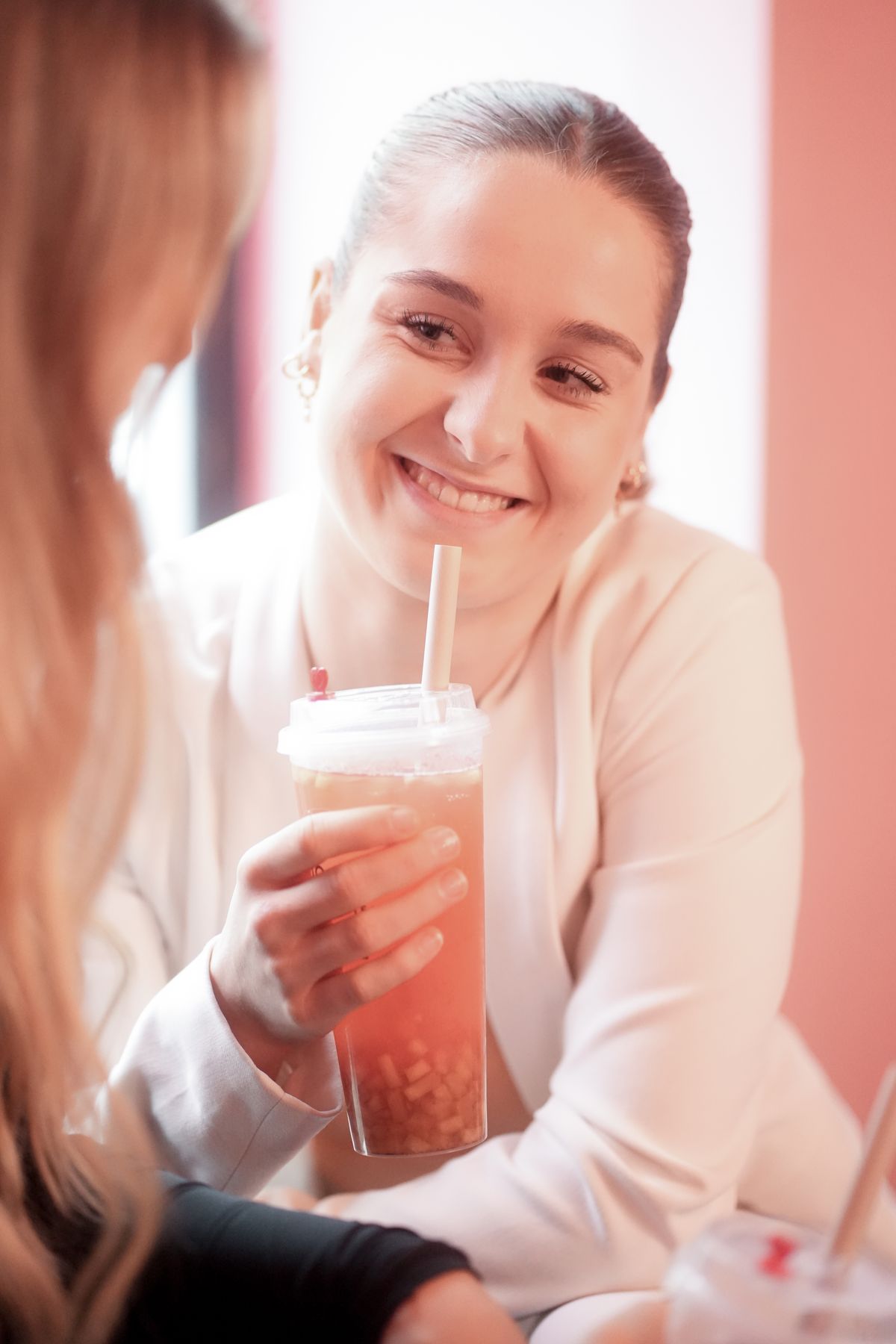 Customers enjoying bubble tea