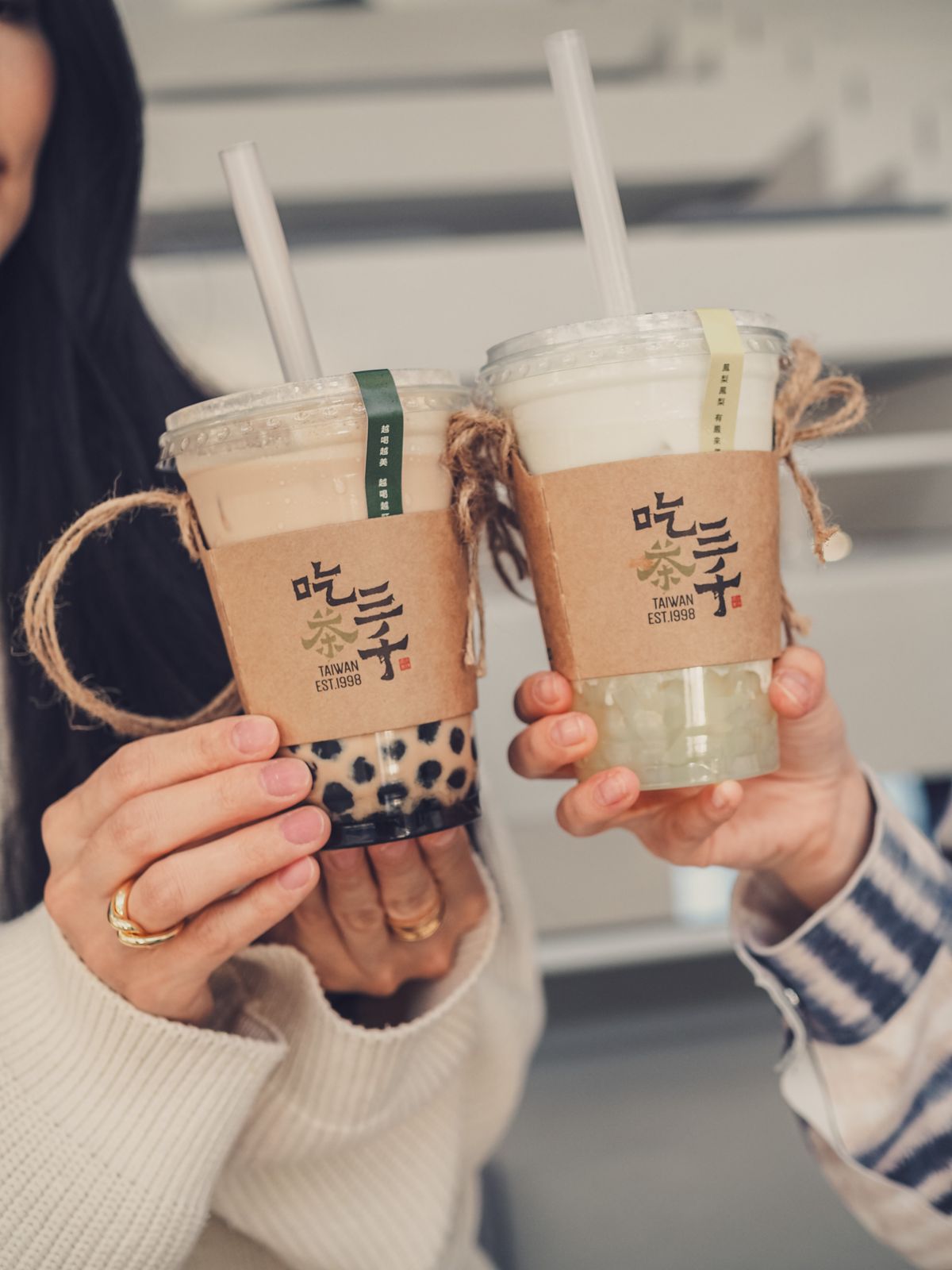 Customers enjoying bubble tea