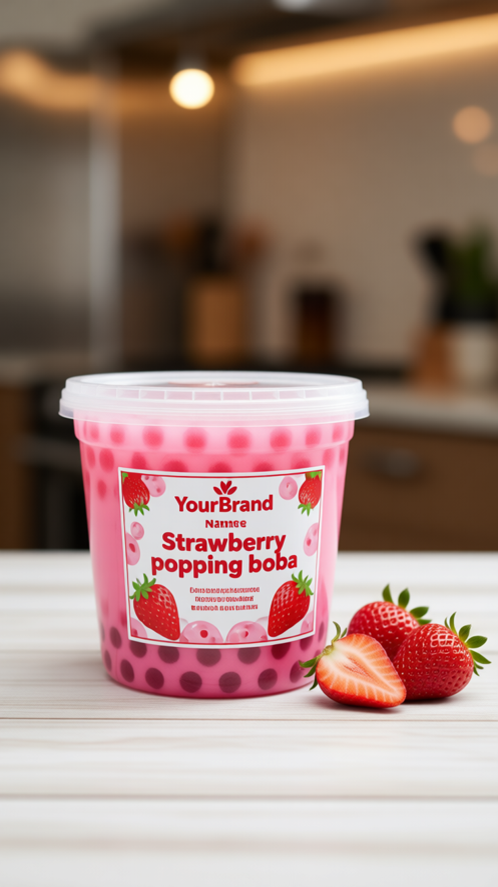 Strawberry popping boba